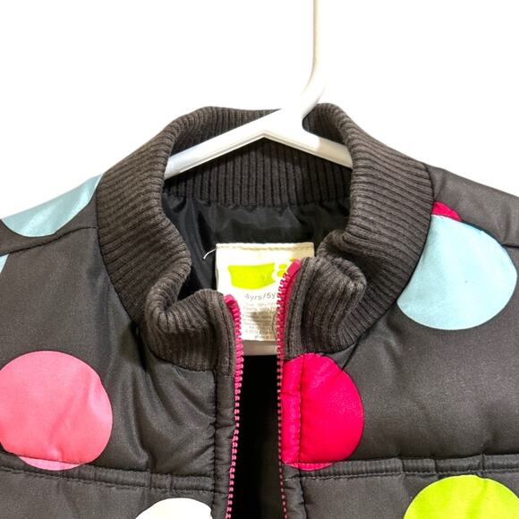 Crazy  8 Pastel Polka Dot Brown Zip up  Puffer Vest Size 4 years 5 years - Picture 6 of 13